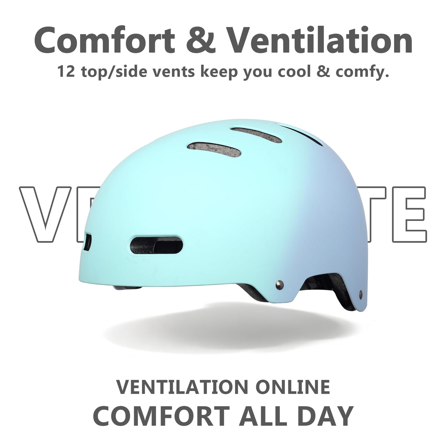 Skateboard Bike Helmet for Adults Women Men Youth Kids (2-3-5-8-14+ Years Boys Girls) - Lightweight Multi-Sport Adjustable Helmets for Bicycle Skateboard Scooter Skate Cycling