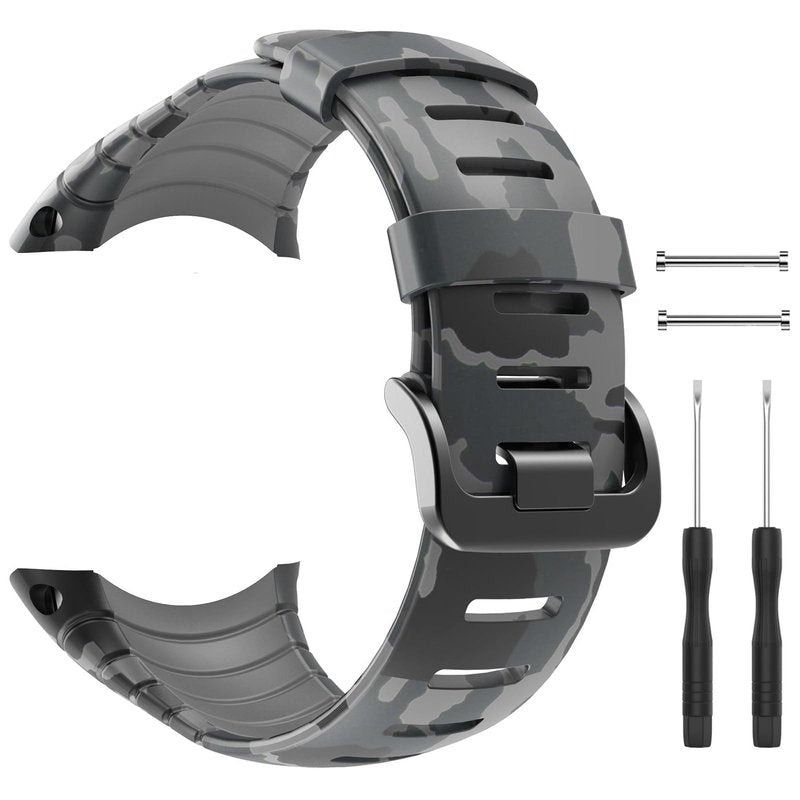 patrohoo Bands for Suunto Core Strap, Rubber Replacement Watch band for Suunto Core SS014993000,Grey Camouflage
