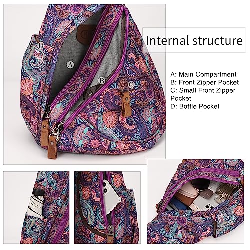 KL928 Canvas Sling Bag - Small Crossbody Backpack Shoulder Casual Daypack Rucksack for Men Women