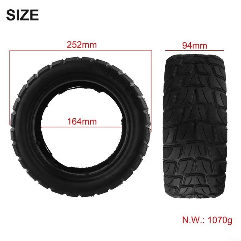 10 inch Tubeless Tire For Electric Scooter, 90/55-6.5 Off-Road Tire For EScooter Replacement Part, Lightweight