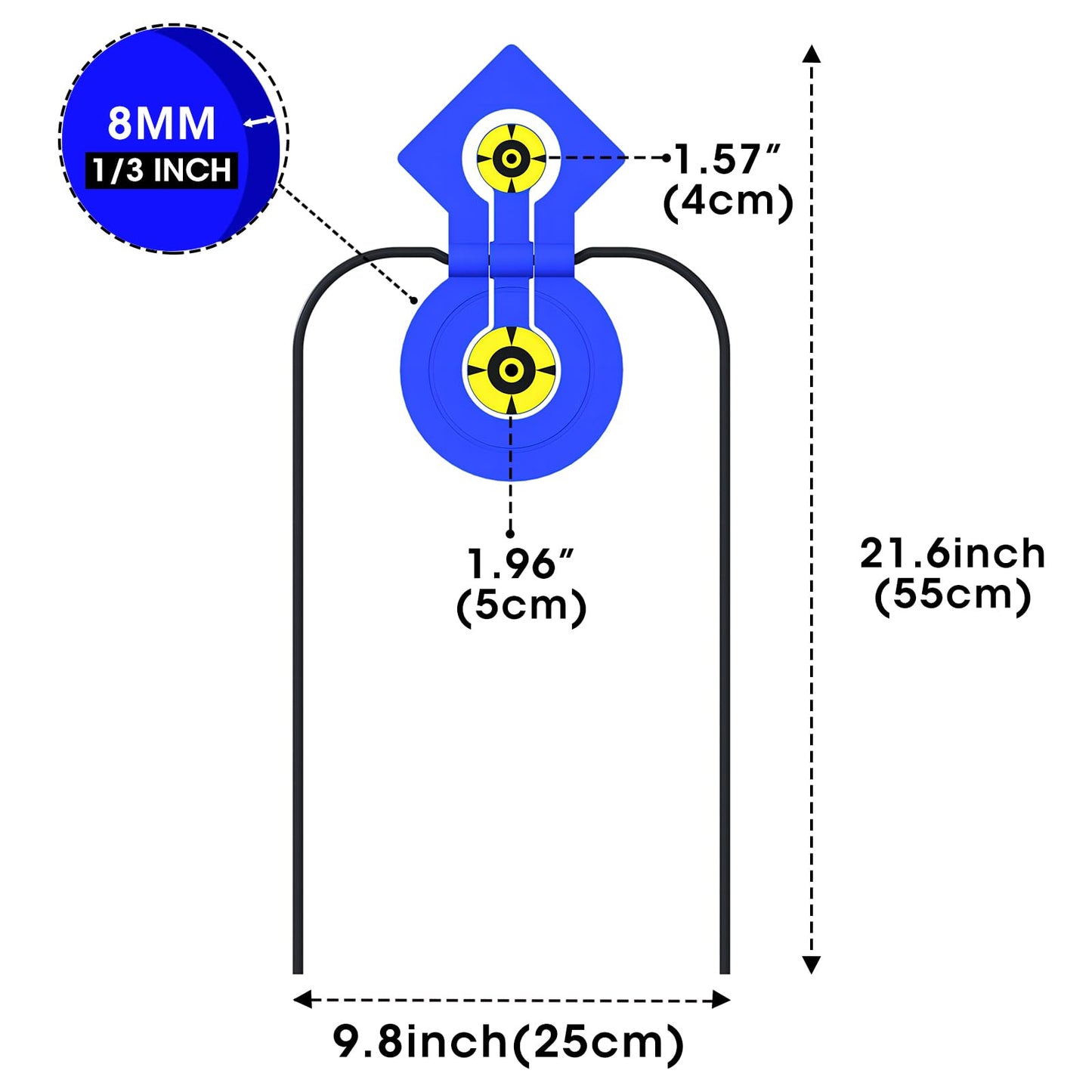 Atflbox Double Reaction Self-Healing Resetting Target, Diamond and Circular Shapes High Caliber Spinner Target, Shooting Targets for Rimfire, Rifle, Pistol, Airgun, Handgun (Blue)