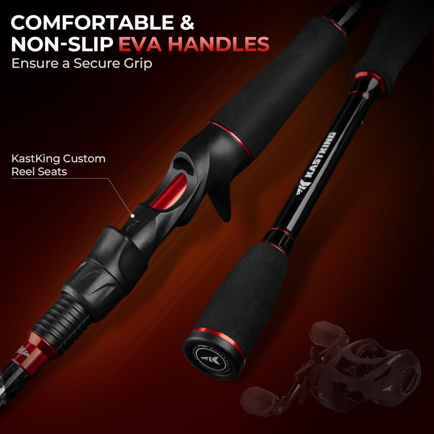 KastKing Brutus Twin-Tip Baitcaster Combo, 6'0'' M Twin Tips Rod, Left Handed