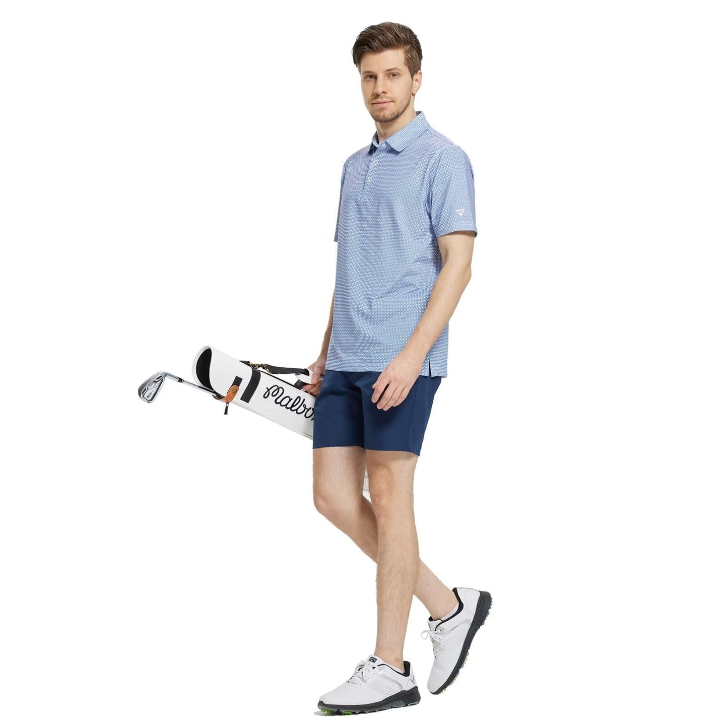 M MAELREG Mens Golf Shirt Short Sleeve Dry Fit Print Moisture Wicking Performance Patterns Collared Polo Shirt