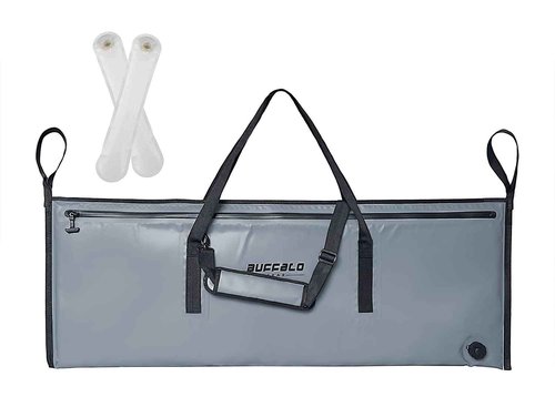 Buffalo Gear Insulated Fish Cooler 48x18in, Leakproof Kill Bag with 2 Reusable Cooler Ice Packs, Portable Waterproof Fish Bag with Adjustable Shoulder Strap, Keeps Ice-cold More than 48 Hours