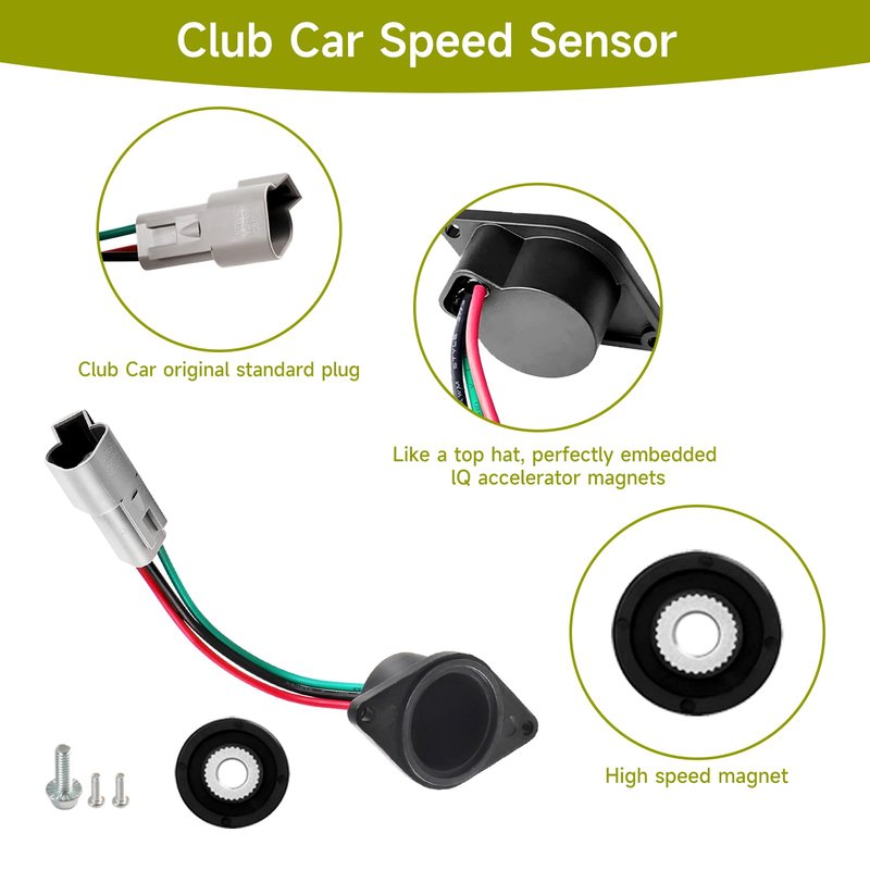 iLSKW Club Car High Speed Sensor for ADC Motor IQ 48V Golf Cart DS and Precedent, OEM 1027049-01, 102265601, Magnet Golf Cart Speed Sensor (Included)