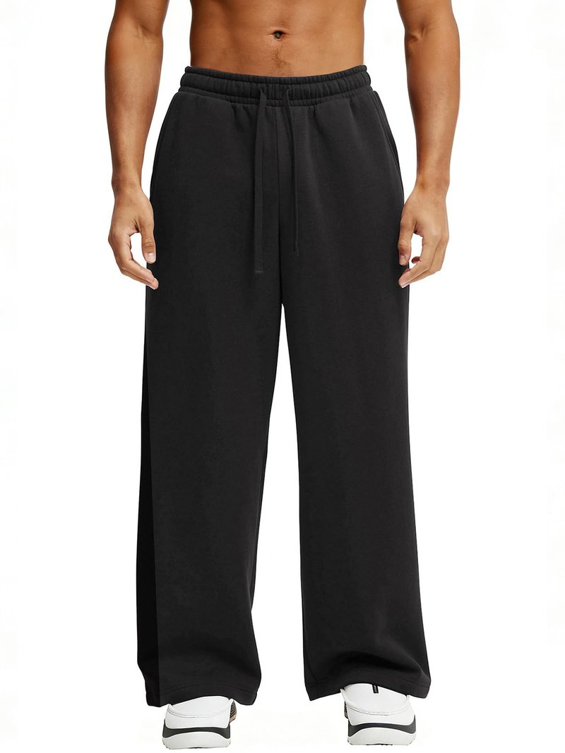 ATOFY Men's Baggy Sweatpant Lounge Wide Leg Sweatpants Elastic Waist Drawstring Loose Joggers Athletic Pants with Pockets Black