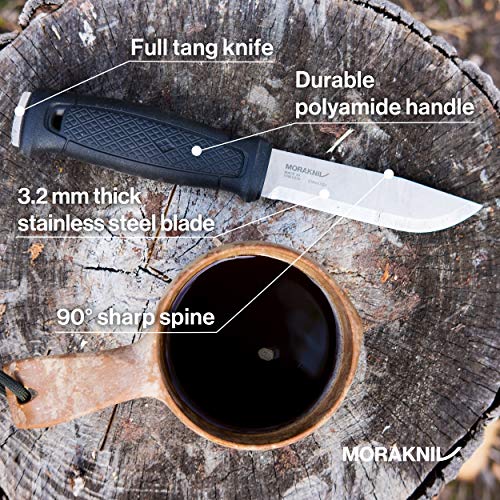 Morakniv Garberg Sandvik Stainless Steel Full-Tang Fixed-Blade Survival Knife With Sheath, 4.3 Inch