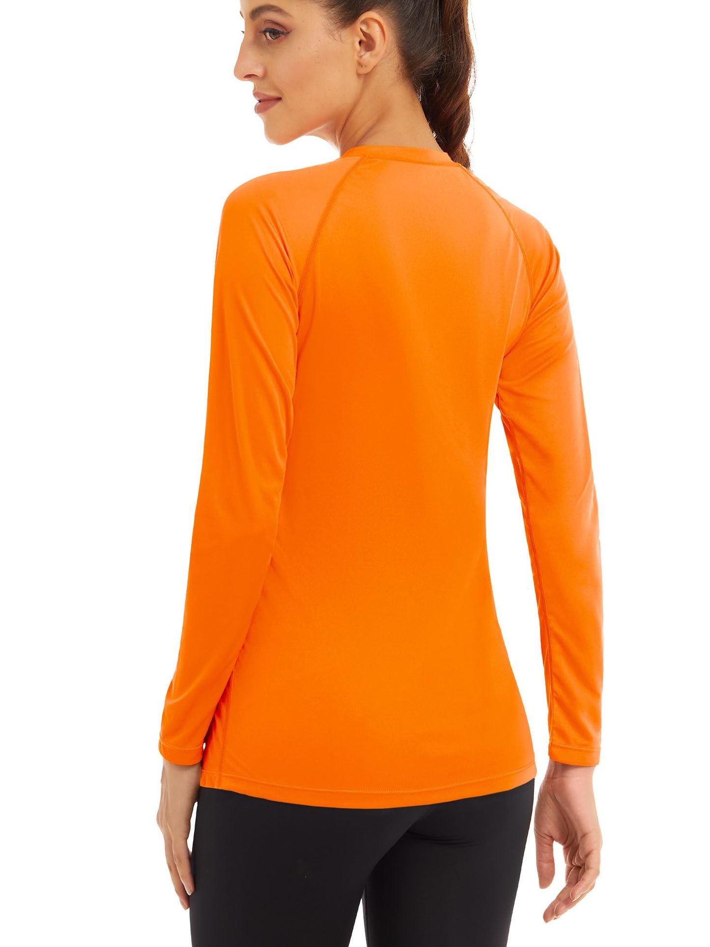 MAGCOMSEN Athletic Shirts Women Long Sleeve Shirts UV Shirts for Women Summer T Shirts for Women Workout Shirts Running Shirts Women Orange