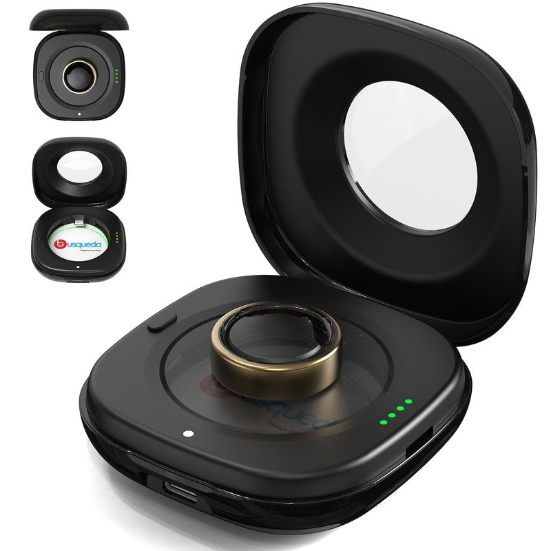 Wireless Charging Case for Oura Ring 3 Charger, 2000mAh Portable Travel Charging Station Fits All-Sized Ring Gen 3, 30-Day Runtime (Official Charger NOT Included),Black
