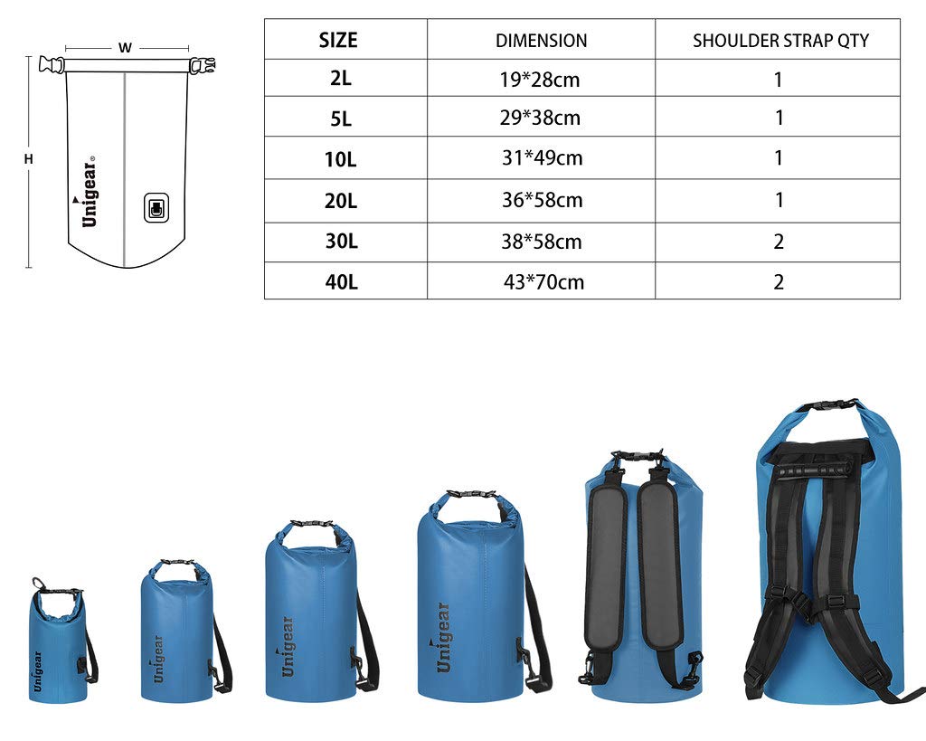 Unigear Dry Bag Waterproof, Floating and Lightweight Bags for Kayaking, Boating, Fishing, Swimming and Camping with Waterproof Phone Case (Sky Blue, 10L)
