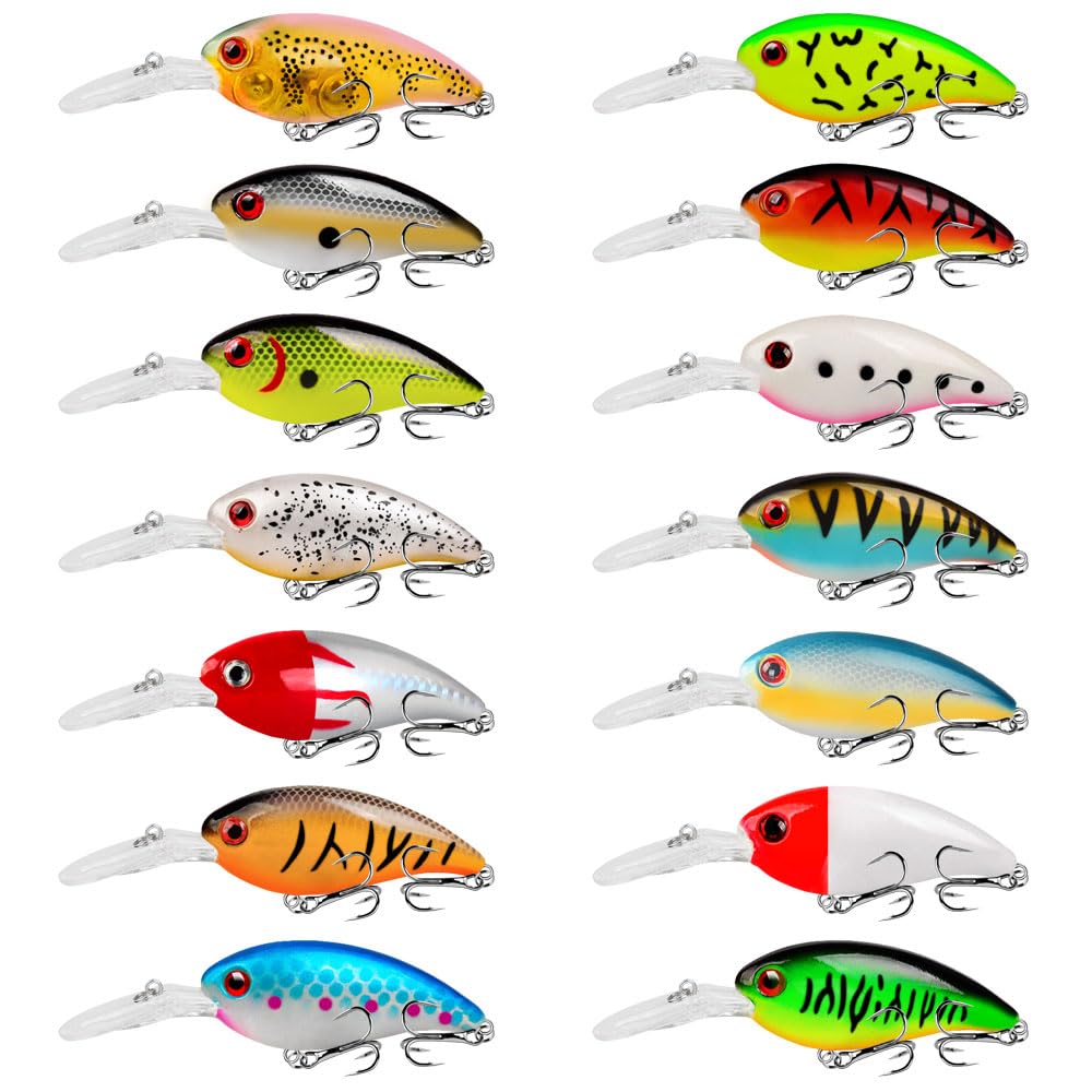 LINGYUE Bass Fishing Lures Kit Set Topwater Hard Baits Minnow Crankbait Pencil VIB Swimbait for Bass Pike Fit Saltwater and Freshwater (50pcs Gary)