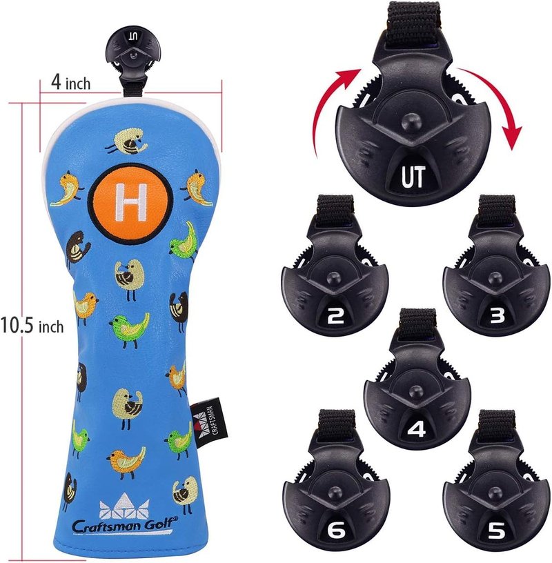 Craftsman Golf Birdie Birds Driver Fairway Wood Hybrid Headcovers for Ping Adams Etc.(3pcs (1,F,H))