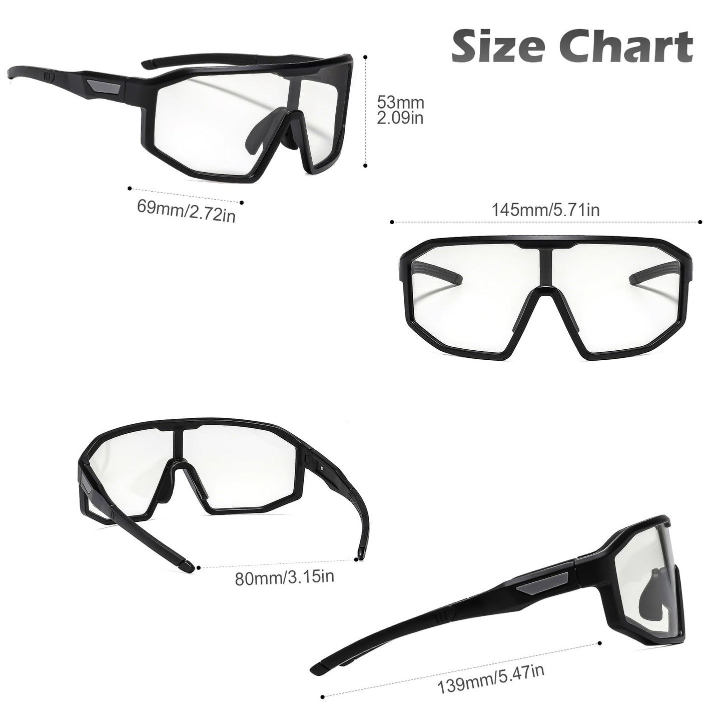 Suertree Photochromic Cycling Glasses Men Women Clear Sports Sunglasses Mountain Bike Riding MTB Bicycle Running Golf Baseball Fishing Driving Hiking