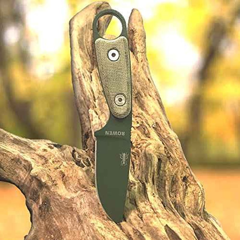 ESEE Knives Izula-OD w/Handle, Molded Polymer Sheath, and Clip Plate (Grey Canvas Micarta Handle/OD Blade/Black Sheath)