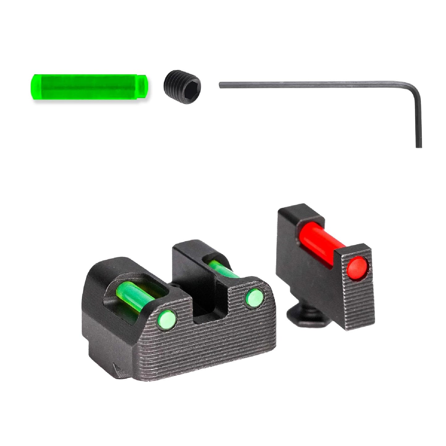 TAG PRECISION Optics Ready Gun Sights Compatible with Glock 9MM/.40 S&W | Durable CNC Machined Steel Nitride Coated Front & Rear Handgun Sights with Easy Customization | Full Fiber (TSF)