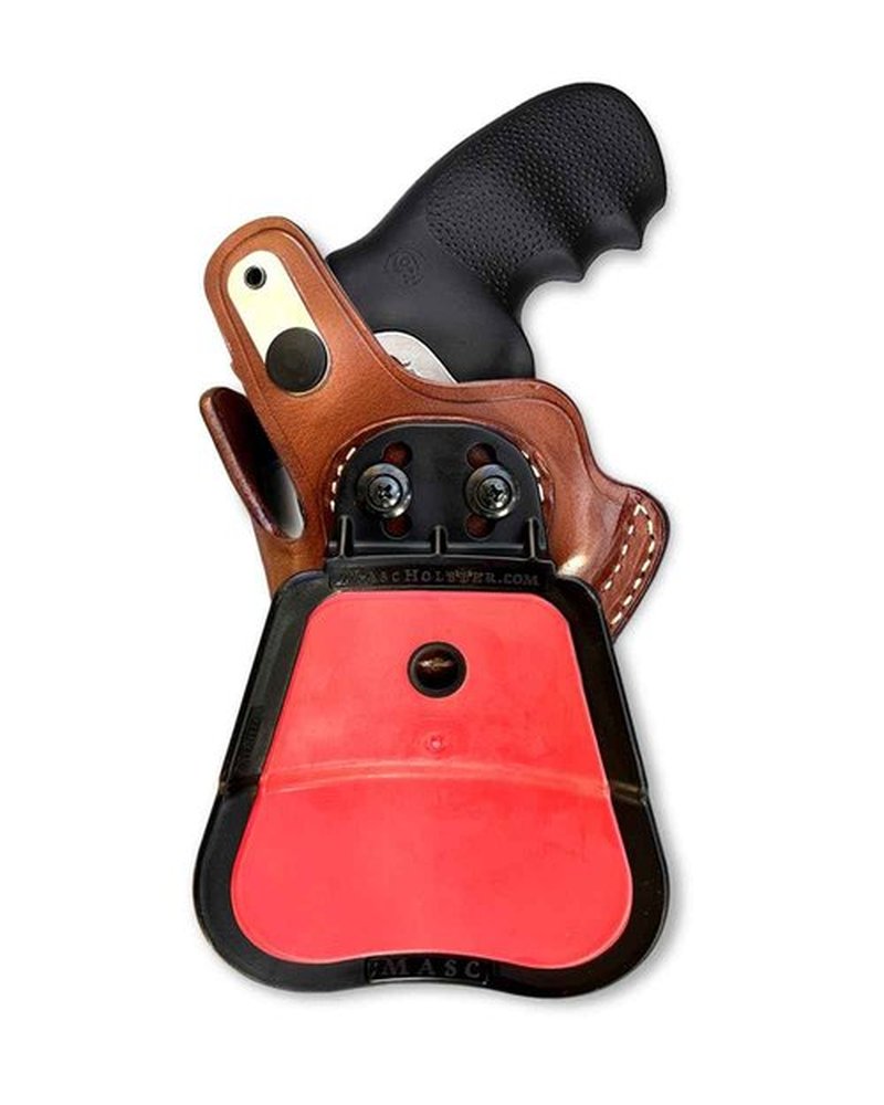 MASC Leather Paddle Holster (OWB) with Thumb Break, Fits Colt King Cobra 357 Mag 6-Shot 3" Barrel, Right Hand Draw Brown Color #1631#