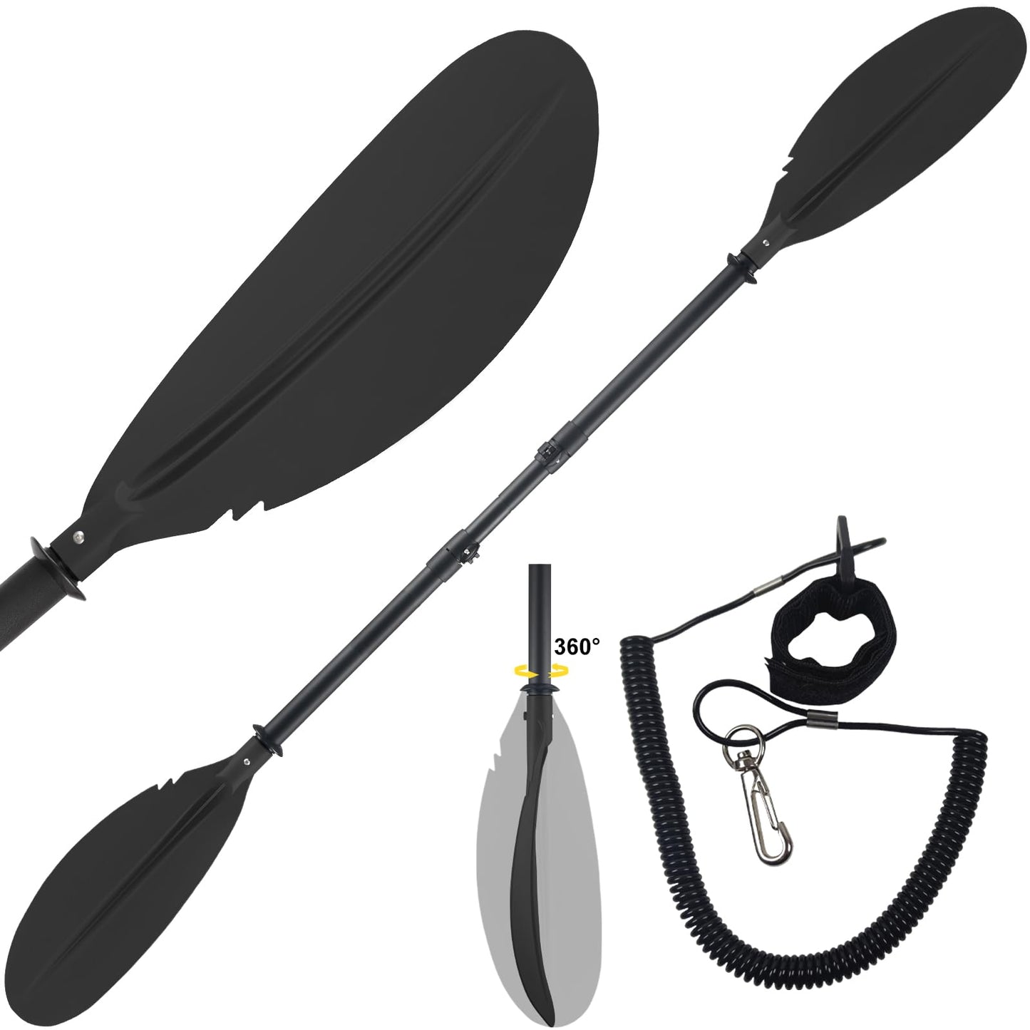 Frebuta Kayak Paddle for Adults,70 to 96in Paddle Board Paddles Telescopic Frosted Pipe Shaft Kayaking Boating Canoeing with 1 Free Paddle Leash Double Oar Float Paddle Sturdy Durable Extendable