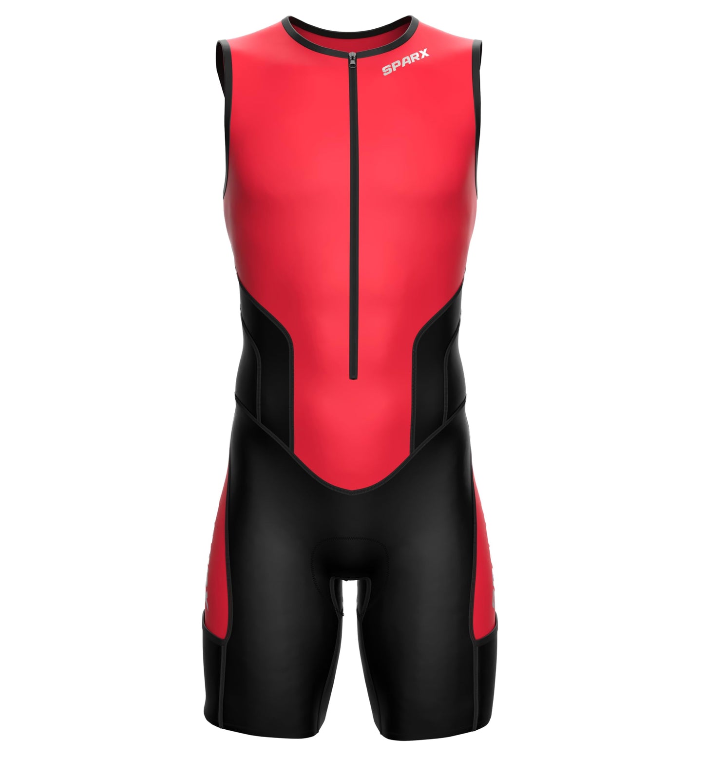 Sparx X Triathlon Suit Men Racing Tri Cycling Skin Suit Bike Swim Run (Shocking Red, XL)