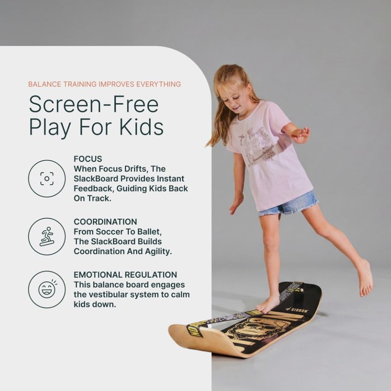 GIBBON SlackBoard | Balance Board for Core Workouts & Standing Desk Exercise - 1 & 2 Line Options