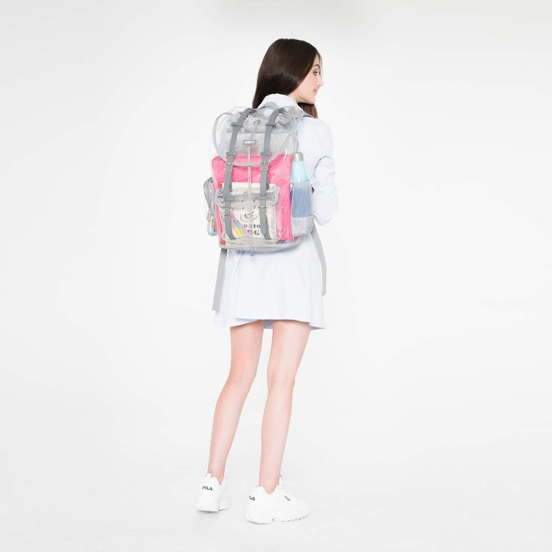 SMARTY Heavy Duty Clear Backpack V2 Durable Transparent See Through Bag (Gray, Large Rucksack)