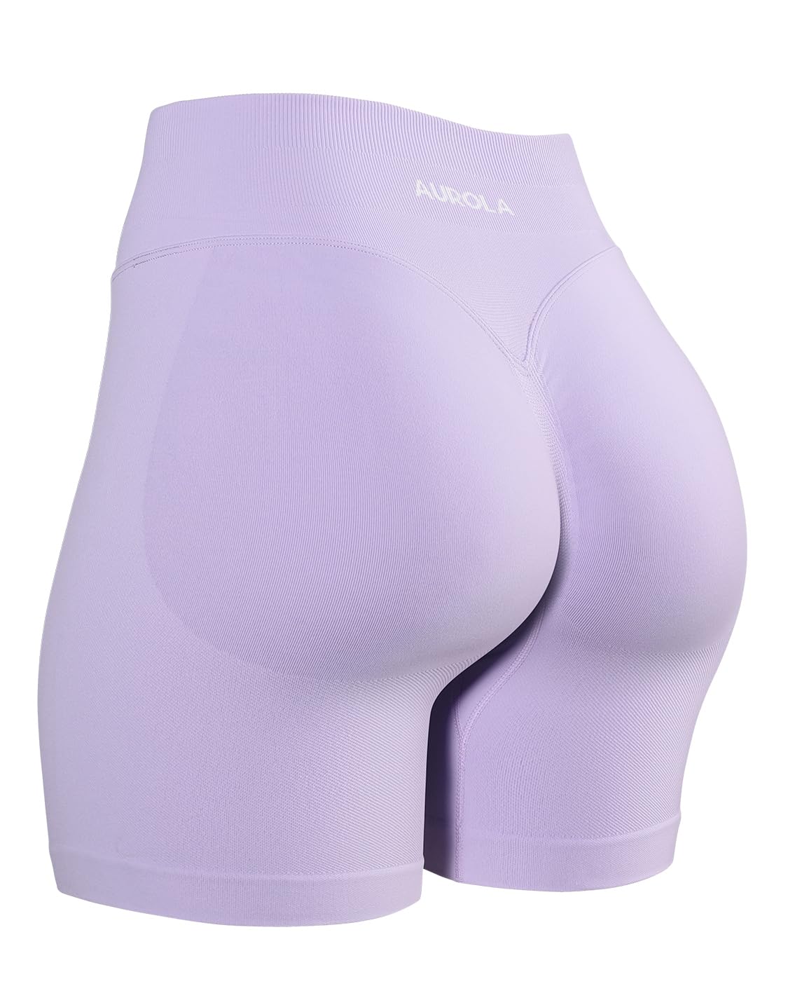 AUROLA Influence Collection Workout Shorts for Women,No Roll Up Squat Proof New Scrunch Seamless Compression Gym Short, Lavender, L