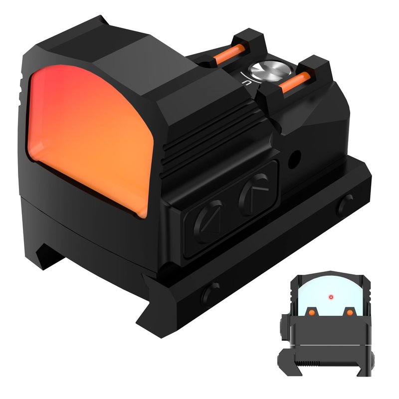 Motion Awake Red Dot Scope - Dual Fiber Optic Red Dot Pistol Sight, 2 MOA RMR Cut Footprint Red Dot Scope, IPX7 Waterproof 1000G Shockproof Compact Red Dot Sight with MOS and 20mm Picatinny Base