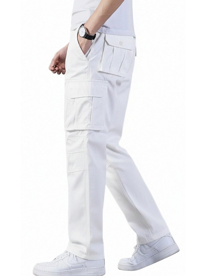 HUNGSON Mens Casual Hiking Pants Cotton Drawstring Fashion Cargo Pants(White,34)