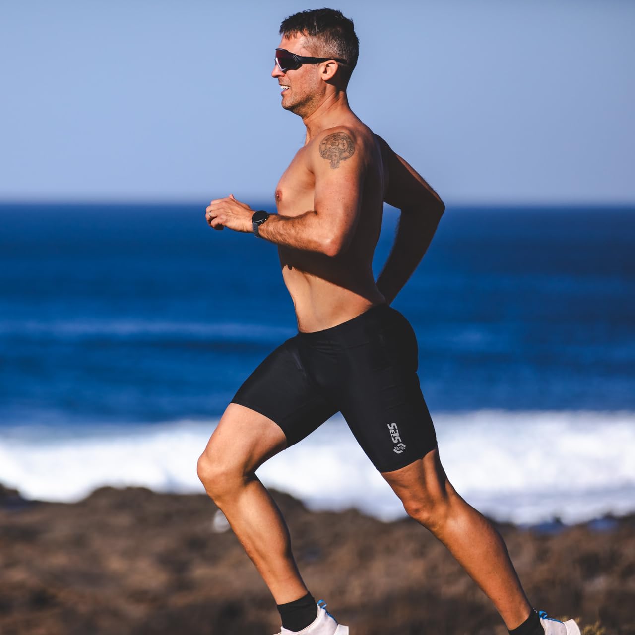 SLS3 Triathlon Shorts Mens – Tri Shorts Mens – 2 Pockets FRT – Designed by Athletes for Racing (Midnight, X-Large)