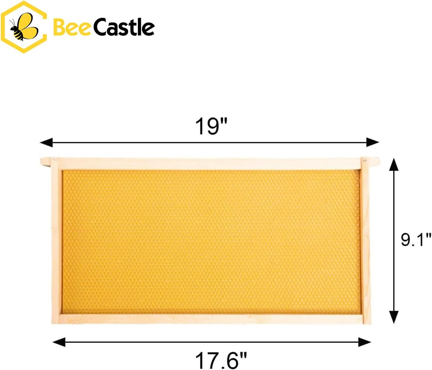 BeeCastle Beehive Frames - 10 Pack Wooden Frames with Beeswax Coated Foundations | 9-1/8 Inch Yellow