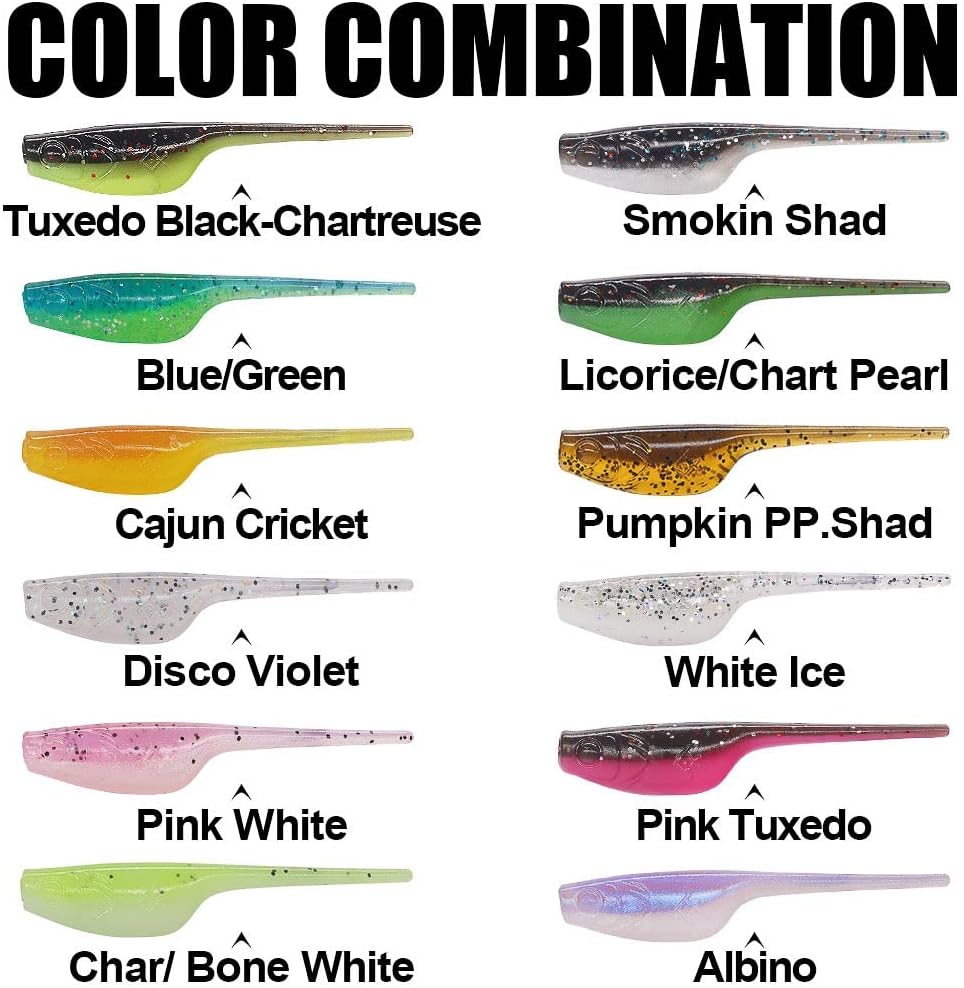 Crappie Fishing Lures Kit - Shad Minnow Plastic Baits & Jig Heads | 40 & 135 Piece Sets