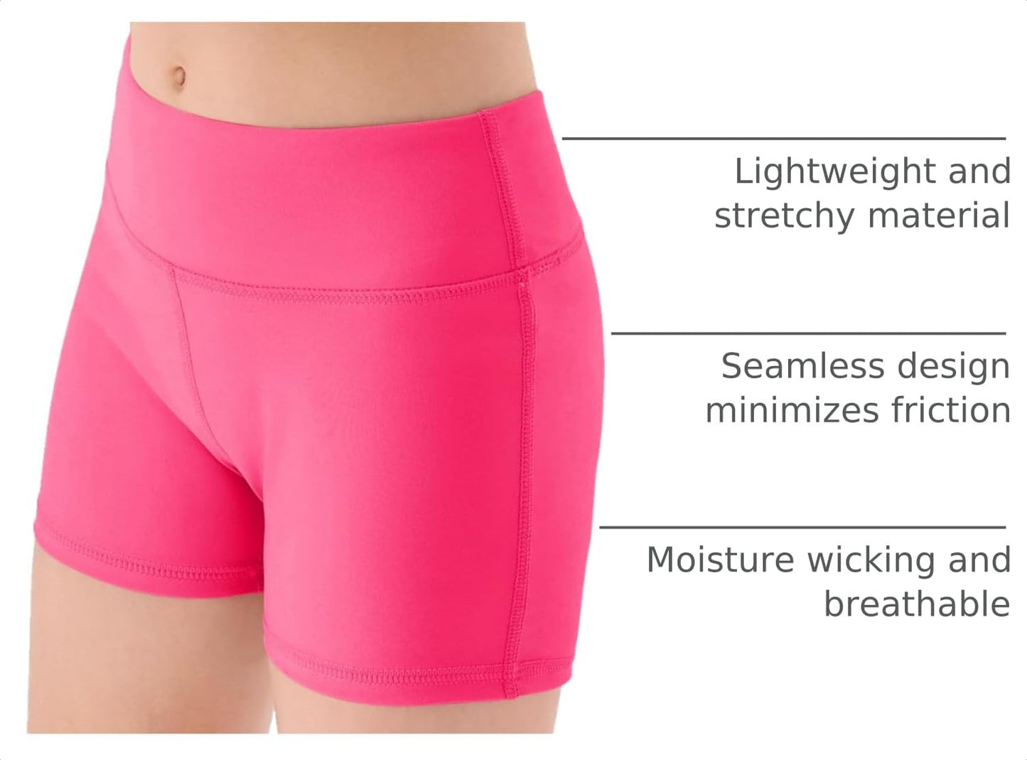 Haloumoning Girls Athletic Shorts Kids High Waisted Yoga Dance Biker Shorts Comfy Gymnastics Shorts 5-14Y Rose Red