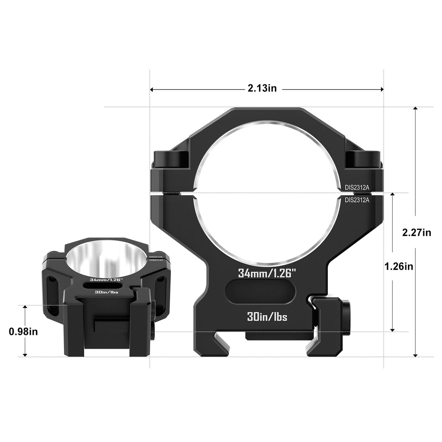 DISCOVERYOPT 7075 Series Aluminum 34mm Scope Rings - Medium Profile 34mm Scope Mount for Picatinny Rail…