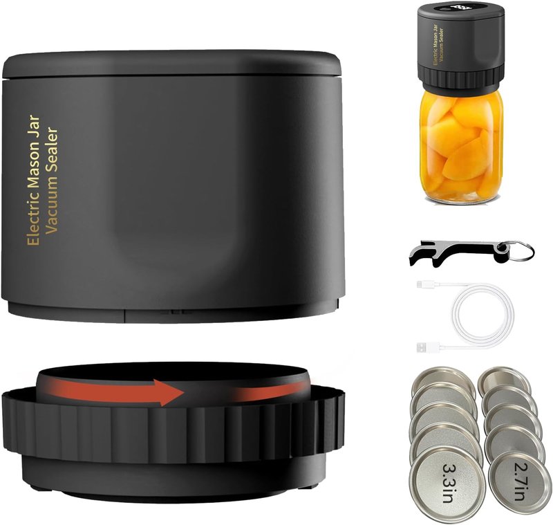 Electric Mason Jar Vacuum Sealer - Automatic Food Storage Sealer for Wide & Regular Jars | Portable Fermentation Kit