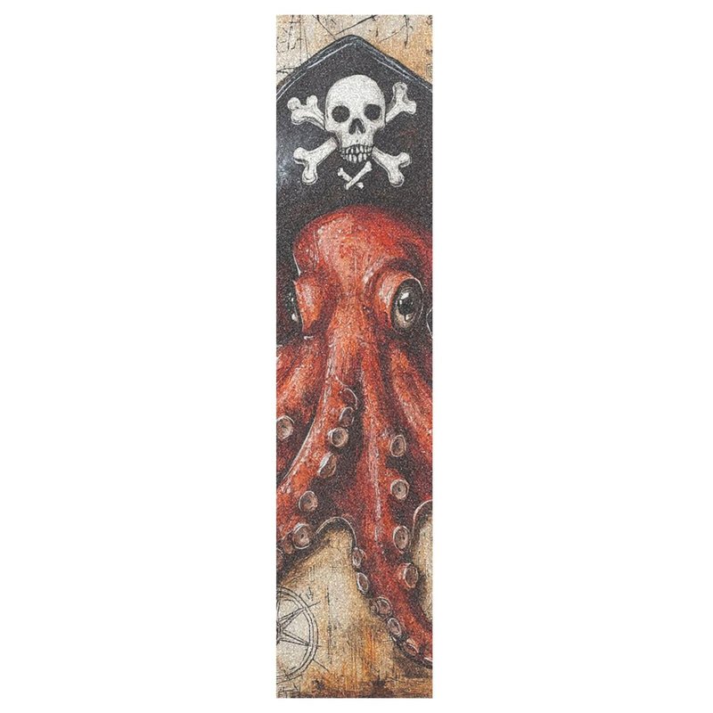 QwThum Octopus Pirate and Compass Skateboard Grip Tape Anti Slip Griptape Sheets Longboard Grip Tape Scooter Grips Design Print Standard Paper Boys Girls Teens Women Men 44x10 in