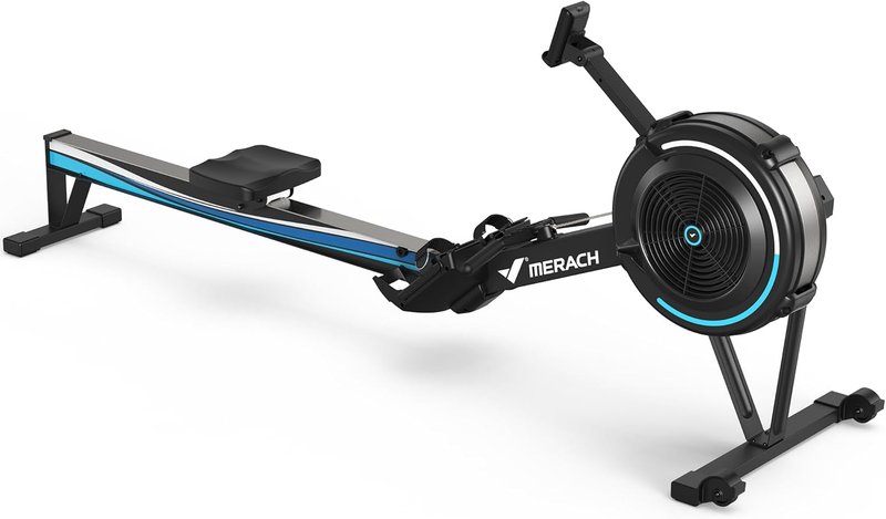 MERACH Indoor Rowing Machine - Adjustable Air Resistance, Ergonomic Seat & Performance Monitor | Compact Design for Home Use
