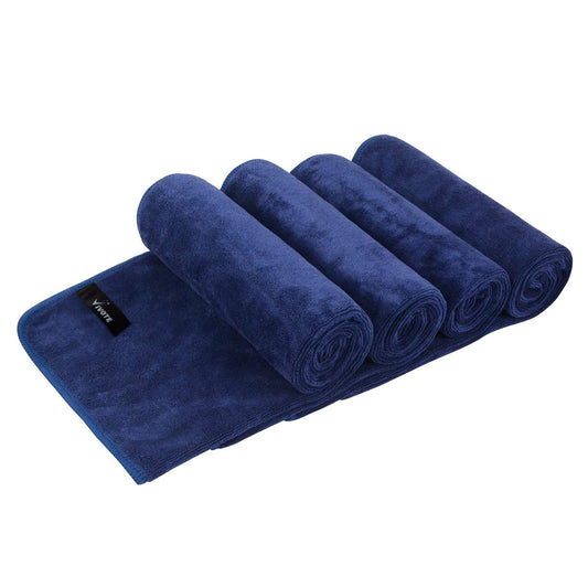 VIVOTE Microfiber Gym Towels Sports Sweat Towel Super Absorbent Ultra Soft Multi-Purpose Man Women Fitness Workout Travel Camping Hiking Yoga 4 Pack 16 Inch X 32 Inch (Navy Blue)