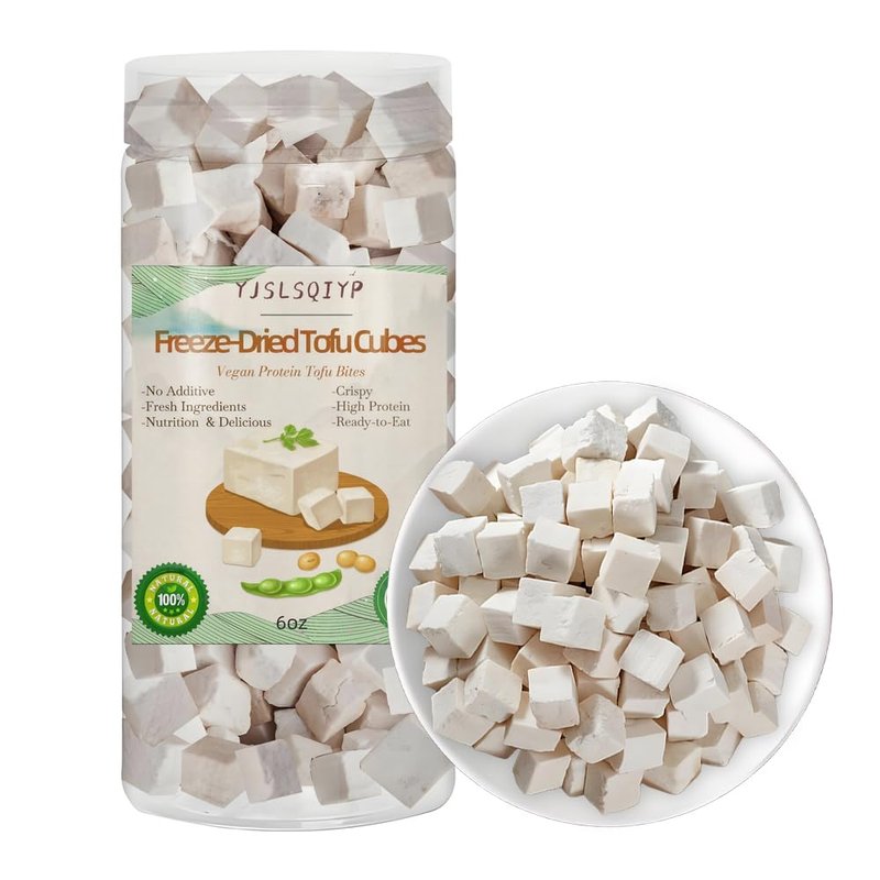 Freeze Dried Tofu Cubes, High Protein, Keto-Friendly, Vegan Meat Alternative, 6 oz