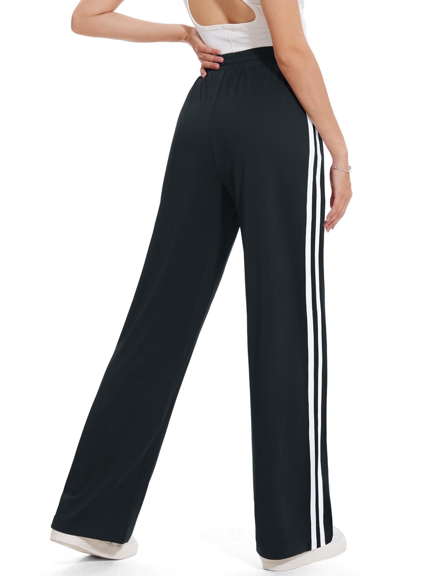 Tapata Women's 34" Inseam Tall Track Pants Loose Straight Leg Jogging Sweatpants Warm-Up Sports Athletic Running, Black, XL