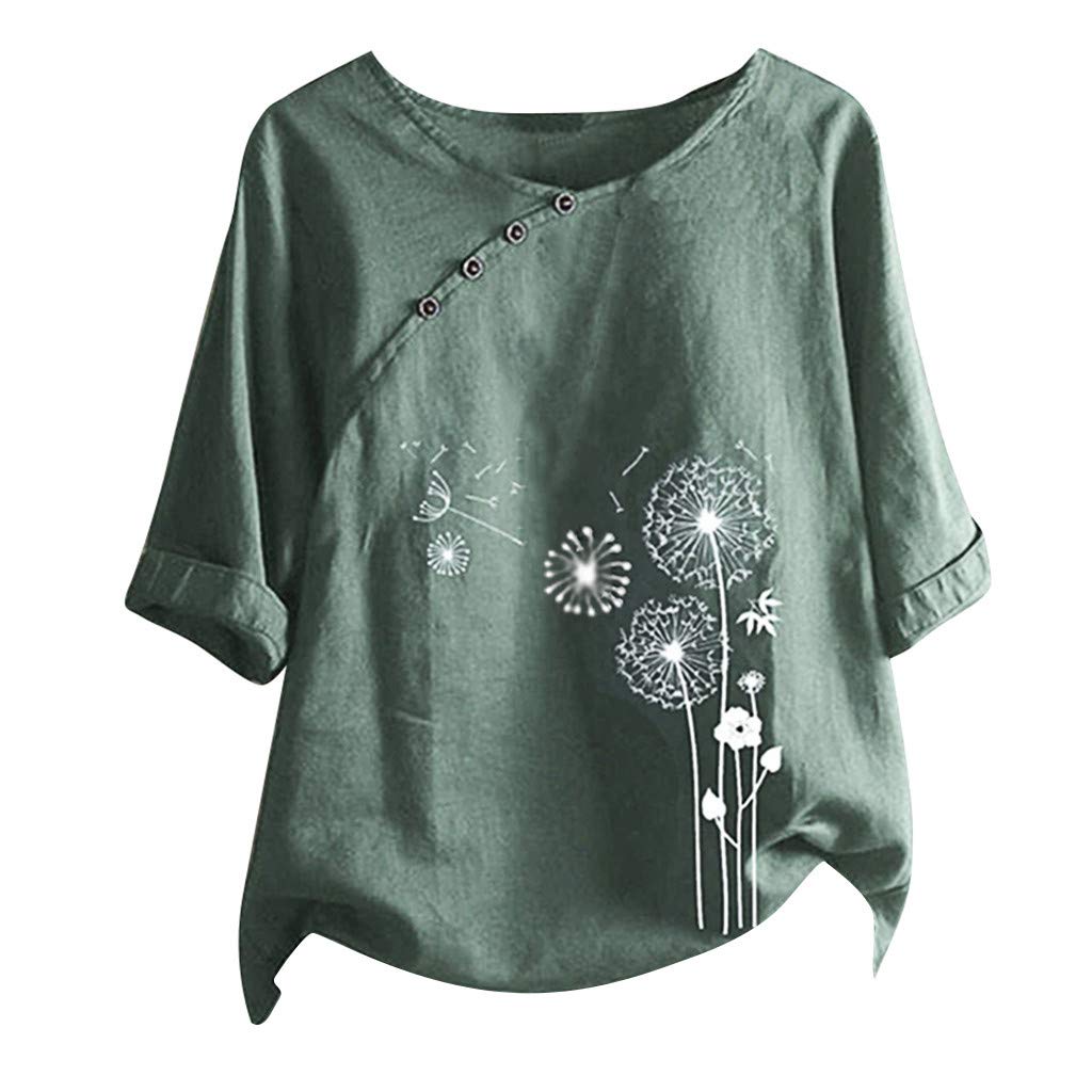 Womens Cotton Linen Short Sleeve Tops Casual Crew Neck T Shirts Embroidered Blouse Plus Size Loose Fit Summer Tunics