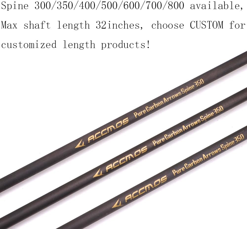 Custom Length Carbon Arrows - Spine 300-800 | Removable Tips & 2" Vane for Target Shooting