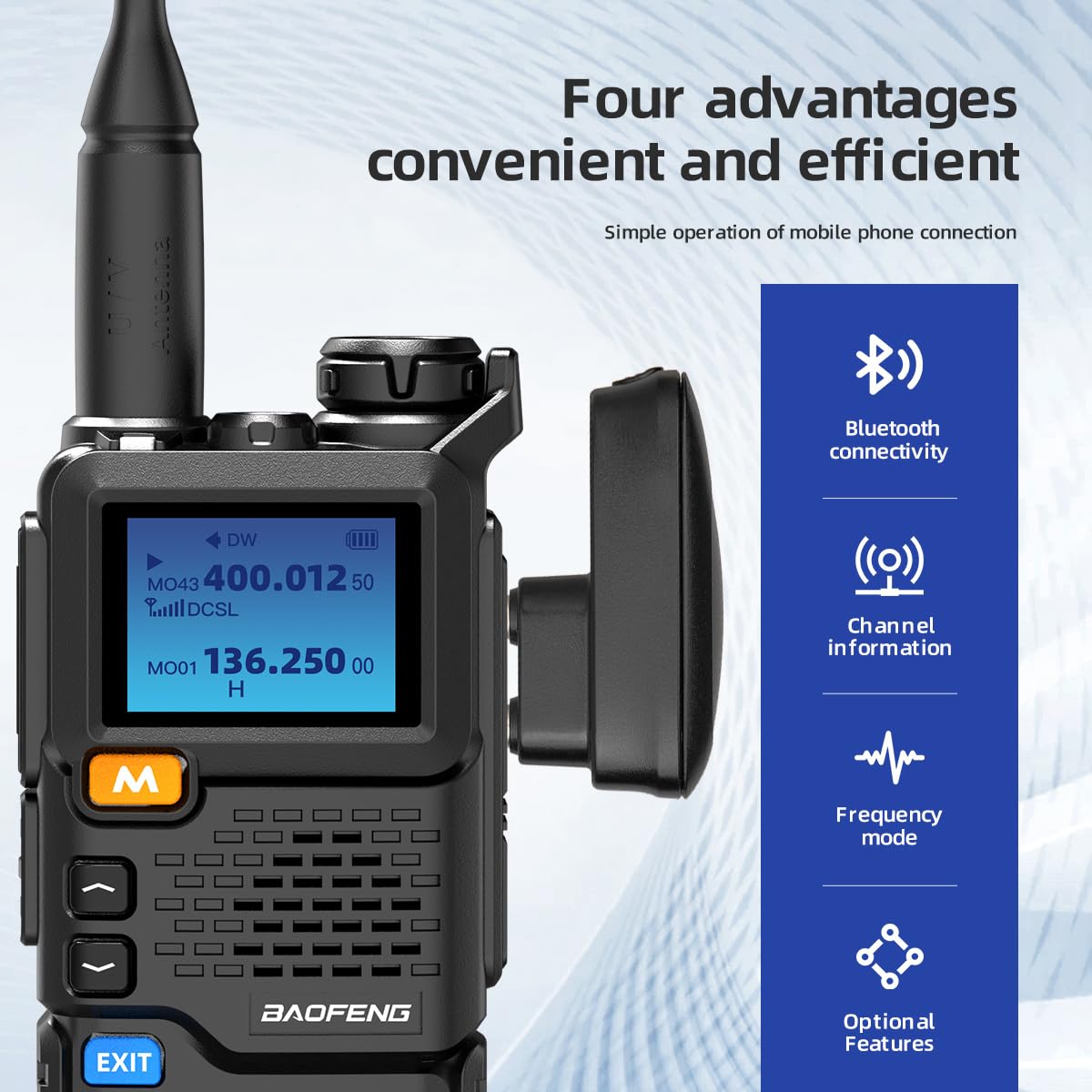 Baofeng Wireless Programming Cable Alternative, BT-1AD Bluetooth Adapter for UV-5R BF-888S UV-82 GT-3, Two Way Radio Programmer via iOS & Android App, No PC Driver Needed (K-Plug)