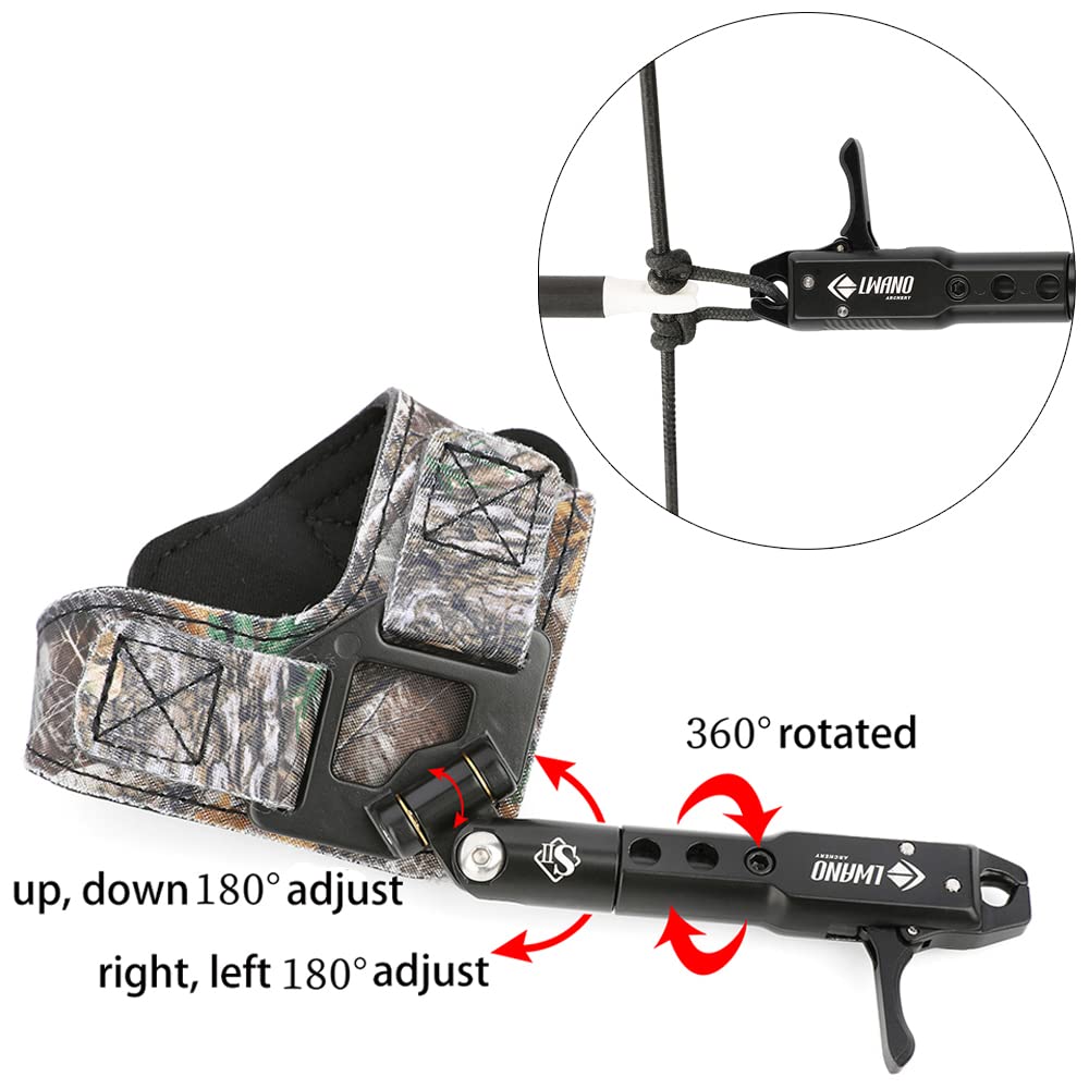 ZSHJGJR Archery Compound Bow Release Aids Trigger 360° Adjustable Wristband Release Aids for Adults Youth Kids Bow Hunting Shooting Accessories (Black #1)