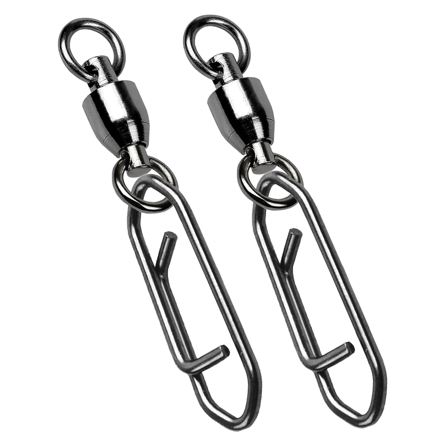 AMYSPORTS High Strength Snap Swivels Stainless Bearing Rolling Fishing Swivel Freshwater Snap Swivels Fishing Clip Steel Black Nickel, 25pcs, 177lbs