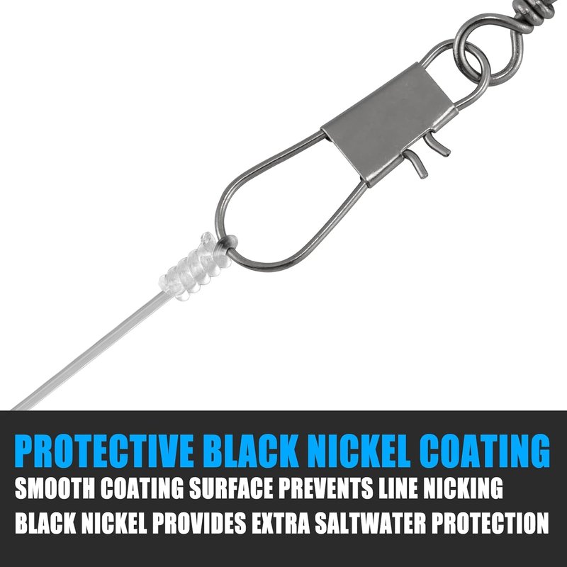 Fishing Snap Swivels - 50 Pack Stainless Steel Barrel Swivels for Fresh & Saltwater | 26-132Lb Strength