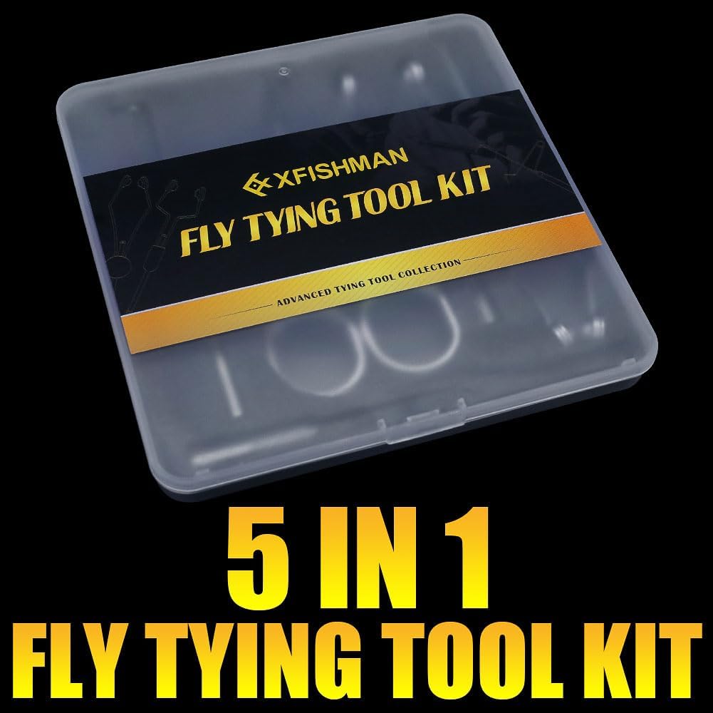 XFISHMAN Fly Tying Kit for Beginners - 5-in-1 Starter Set with Bobbin, Threader, Scissors & Whip Finisher