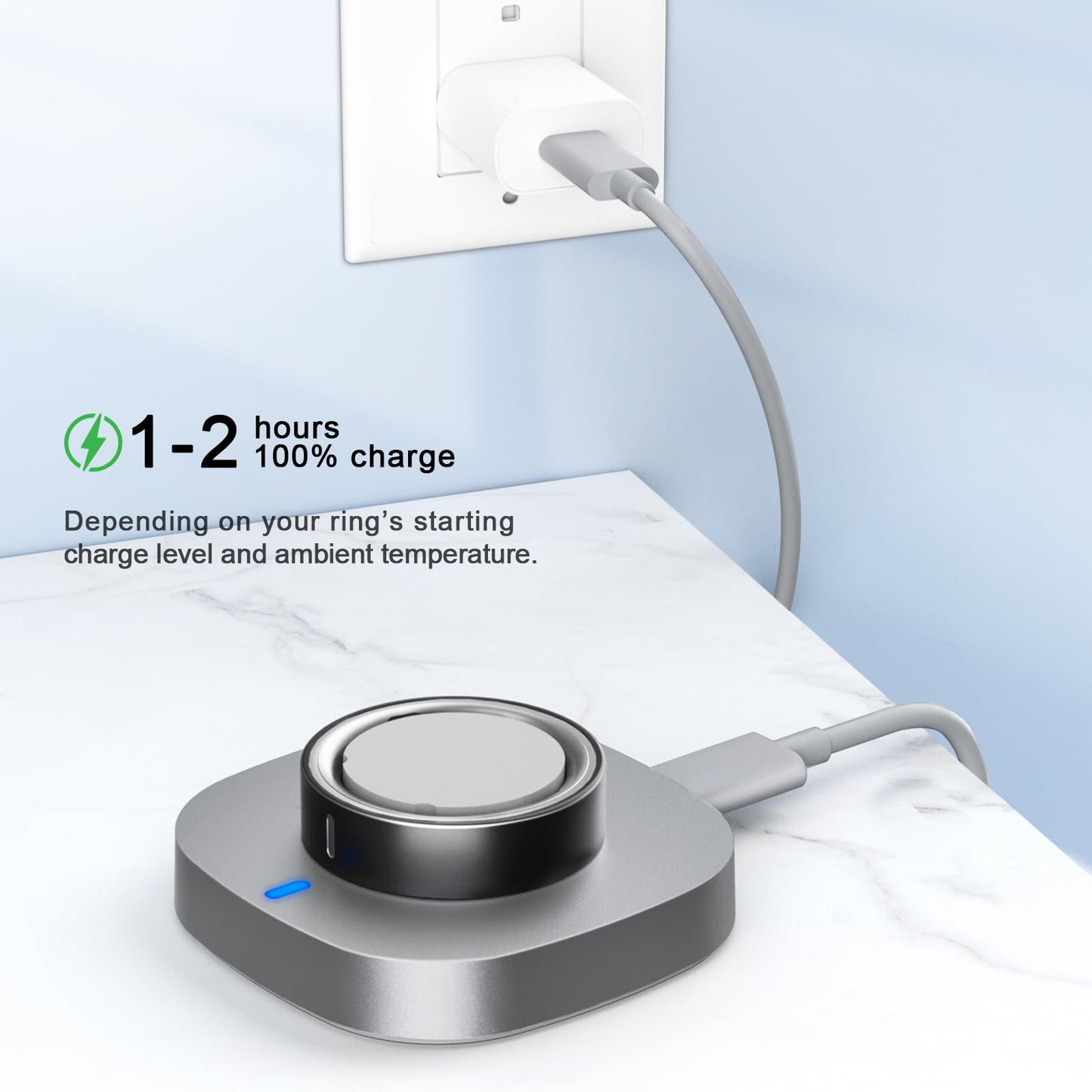 Charger Compatible with Ring Gen 4 Size 8, Fast Charging Dock with USB-C Cable (Not Compatible with Ring Gen 3)