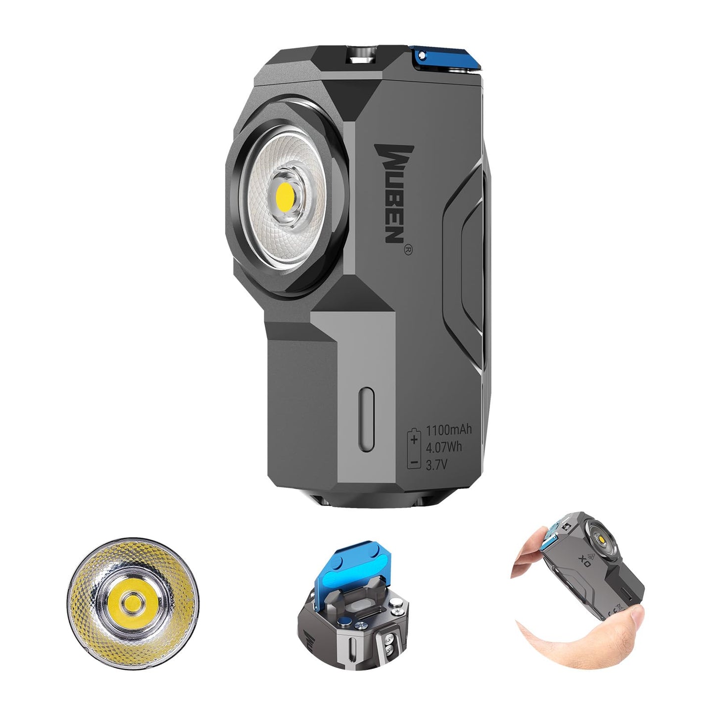 WUBEN X0 Rechargeable Mini Flashlight with Magnet, 900 Lumens Pocket EDC Flashlights, 175° Floodlight Right Angle Flashlight, Super Bright Small LED Flashlights for Camping, Inspection, Repair