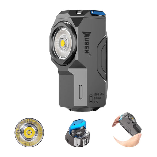 WUBEN X0 Rechargeable Mini Flashlight with Magnet, 900 Lumens Pocket EDC Flashlights, 175° Floodlight Right Angle Flashlight, Super Bright Small LED Flashlights for Camping, Inspection, Repair