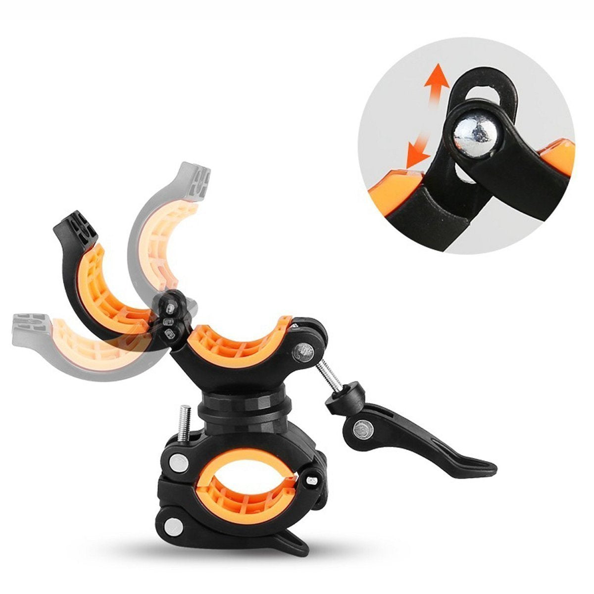 Vonpri [3 Pack Flashlight Holder, Mount Bicycle Mounting Bracket Flashlight Holder Torch Clip 360º Rotation (Orange)