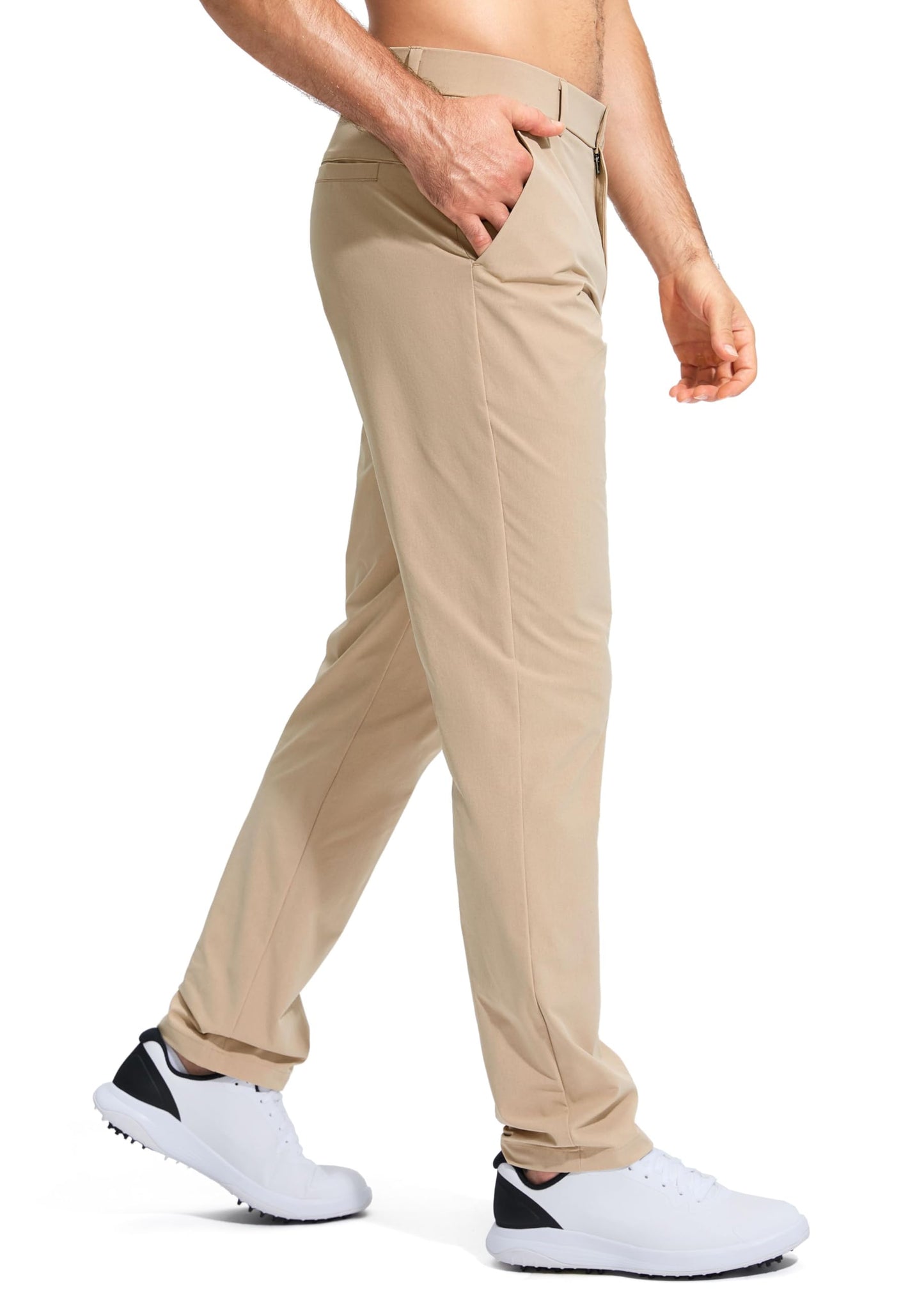 Pudolla Men's Golf Pants Mens Dress Slacks Pants Stretch Work Comfy Pants 34 Quick Dry Casual Trousers with Pockets(Khaki 36Wx34L)
